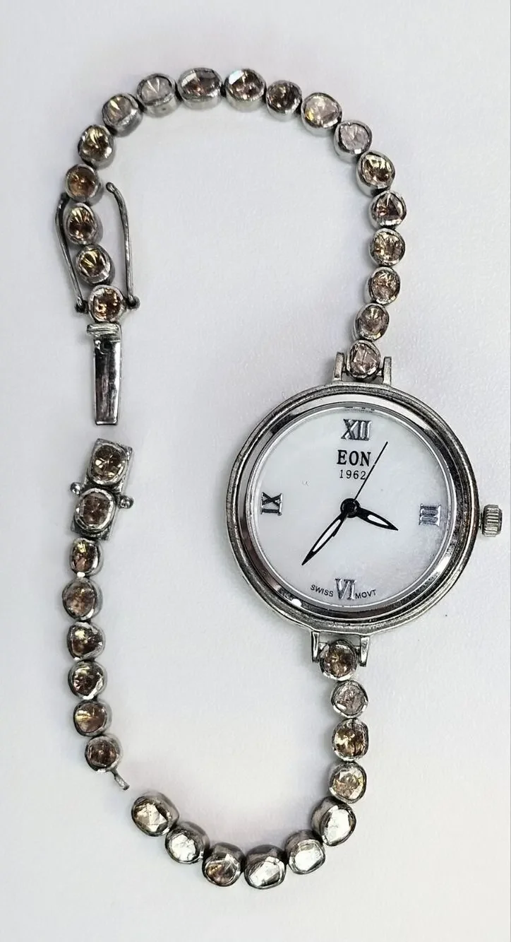 Eon 1962 Watch With Polki Brown Diamond Tennis Band - Signed D'Joy *Read Desc*